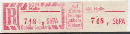 DDR Einschreibemarke Halle SbPA Postfrisch, EM2C-401y(1) Zh - R-Zettel