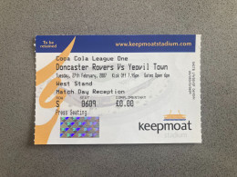 Doncaster Rovers V Yeovil Town 2006-07 Match Ticket - Tickets D'entrée