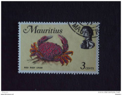 Mauritius Maurice 1969 Elisabeth II Faune Marine Crabe Krab Filigrane Couché Yv 330 O - Mauritius (1968-...)