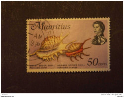 Mauritius Maurice 1969 Elisabeth II Faune Marine Ptérocères Filigrane Droit à L'envers Upside Down Yv 340 O - Crustáceos