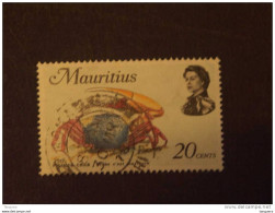 Mauritius Maurice 1969 Elisabeth II Faune Marine Crabe Krab Filigrane Droit Yv 335 O - Schaaldieren