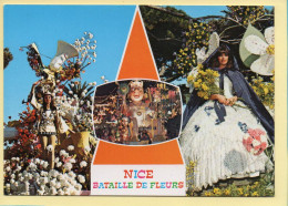 Carnaval : Carnaval De NICE – Bataille De Fleurs / 3 Vues (animée) (voir Scan Recto/verso) - Karneval - Fasching