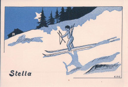 Carte Etudiant, STELLA, Ange à Ski, Litho C. ZIZ (2705) 10x15 - Schulen