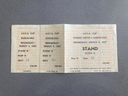 Dundee United V Barcelona 1986-87 Match Ticket - Eintrittskarten