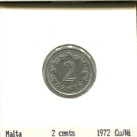 2 CENTS 1972 MALTA Münze #AS644.D.A - Malta