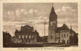 Düren, Hoeschplatz Mit Marienkirche Und Theater - Düren