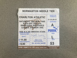 Derby County V Charlton Athletic 1995-96 Match Ticket - Match Tickets