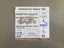 Derby County V Charlton Athletic 1995-96 Match Ticket - Tickets & Toegangskaarten