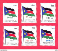 SOUTH SUDAN Surcharged Overprints On 1 SSP National Flag Stamp Of The 1st Set SOUDAN Du Sud Südsudan - Timbres