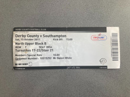 Derby County V Southampton 2011-12 Match Ticket - Eintrittskarten