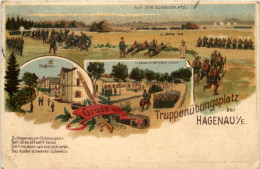 Gruss Vom Truppenübungsplatz Hagenau Im Elsass - Litho - Haguenau