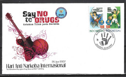 INDONESIE. N°2250-1 De 2007 Sur Enveloppe 1er Jour. Non à La Drogue/Basket. - Drugs