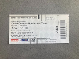 Derby County V Huddersfield Town 2015-16 Match Ticket - Match Tickets