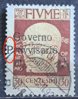 FIUME-30 C-OVERPRINT GOVERNO PROVVISORIO-ERROR-ITALY-YUGOSLAVIA-CROATIA-1921 - Croatia