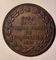 (Medailles). France. 1843. Essai De La Virolle Brisée De Thonnelier. Module De 5 Fr Par Barre. Rare - Probedrucke