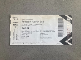 Derby County V Preston North End 2019-20 Match Ticket - Eintrittskarten