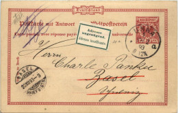 Ganzsache Mit Antwortteil Gelaufen In Unna 1893 - Unna