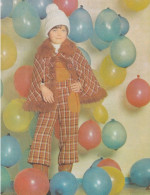 Soviet Fashion Card With The Pattern On The Backside - Little Girl In A Coat Trousers Set - Printed 1979 - Ca. 18x14 Cm - Patrones
