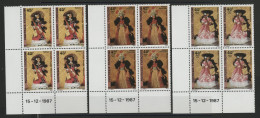POLYNESIE N° 307 à 308 Blocs De Quatre Neufs ** (MNH) Avec Coin Daté 15/12/1987 TB - Unused Stamps