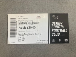 Derby County V Sheffield Wednesday 2016-17 Match Ticket - Tickets - Entradas