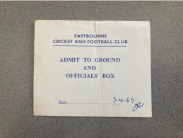 Eastbourne Town V Horsham 1968-69 Match Ticket - Tickets & Toegangskaarten