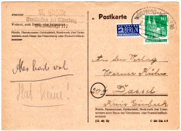 1949, Bahnpoststpl. Würzburg-Nürnberg Auf Karte M. 10 Pf. V. Emskirchen - Sammlungen