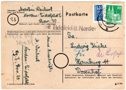 1949, Landpost Stempel 23 TIDOFELD ü. Norden Auf Karte M. 10 Pf. - Sammlungen