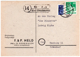 1949, Landpost Stempel 14 BERGHÜLEN über Blaubeuren Auf Karte M. 10 Pf. - Sammlungen