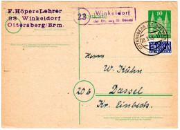1949, Landpost Stempel 23 WINKELDORF über Ottersberg Auf 10 Pf. Ganzsache - Verzamelingen