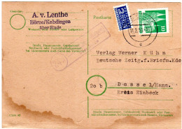 1950, Landpost Stempel 24a HÖRNE (KEHDINGEN) über Stade Auf 10 Pf. Ganzsache - Verzamelingen
