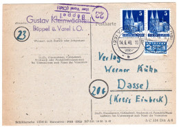 1949, Landpost Stpl. 23 BÜPPEL über Varel (Oldb.) Auf Karte M. 2x5 Pf. - Sammlungen