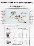 Algerien 1849, K2 ALGER Auf Porto Brief M. Gedrucktem Inhalt N. Lyon - Autres & Non Classés