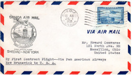 Canada 1939, SHEDIAC-New York 1st.-Flight Cover With 6 C. - Postgeschiedenis