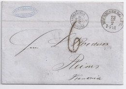 Preussen Frankreich 1861, Klarer K1 Königsberg Auf Brief  Porto Stempel "6".#154 - Briefe U. Dokumente