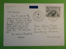 DN1 MAGAGASCAR BELL CARTE AMORA 1959 AU LUXEMBORG  ++AFF. INTERESSANT +++ - Briefe U. Dokumente