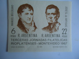 ARGENTINA MNH IMPERFORATE SHEET 1967 ARTIGAS  BELGRANO - Otros & Sin Clasificación