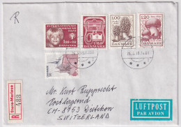 MiNr. 673-676 Dänemark 1978, 16. Nov. Seltene Pilze ++ R-Brief Gelaufen Ab Store-Merlose In Die Schweiz - Cartas & Documentos