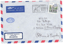 Lettre D'Yverdon Pour Saint Pierre Et Miquelon - Flamme Yverdon Courses Au Trot Attelé - 1999 - Marcophilie