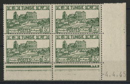 N° 288 Bloc De Quatre Neuf ** (MNH) 5 Fr Vert + Coin Daté Du 4/4/45 TB - Nuevos