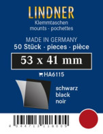 Lindner Klemmtaschen-Zuschnitte Schwarz 53 X 41 Mm (50 Stück) HA6115 Neu ( - Otros & Sin Clasificación