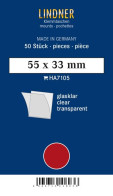 Lindner Klemmtaschen-Zuschnitte Klar 55 X 33 Mm (50 Stück) HA7105 Neu ( - Sonstige & Ohne Zuordnung