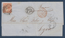 LETTRE COVER MADRID SPAIN ESPAGNE > FRANCIA CACHET PD TAXE 5 CAD ROUGE ENTRÉE FRANCE ST JEAN DE LUZ 1866 - Storia Postale