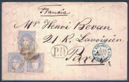 LETTRE COVER LEON SPAIN ESPAGNE > FRANCIA CACHET PD CAD BLEU ENTRÉE FRANCE ST JEAN DE LUZ 1871 - Briefe U. Dokumente