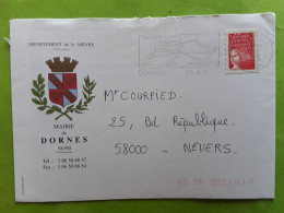 Lettre En Tête MAIRIE De DORNES , Nièvre,  Blason 1999, TB - Cartas & Documentos