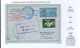 België Air Mail Aerogram Brussel Parijs Quito Lima - Aerogrammi