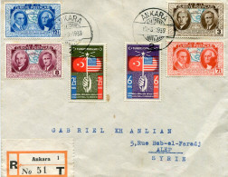 1939 Turkey USA Anniversary TPO Cover To Syria - Brieven En Documenten