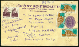 Br India, Varanasi 1997 Registered Cover > Sweden #bel-1026 - Storia Postale