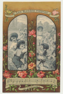 Carte Fantaisie Enfants - Musique - Partitions - Chanson Les Rondes Fleuries - Le Printemps - Musica E Musicisti