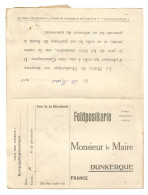 KRIEGSGEFANGENENSENDUN Mairie Dunkerque Nord Prisonnier Guerre Baraque 3A Camp De Senne III Sennelager Colis Inconnu WWI - Correos De Prisioneros De Guerra