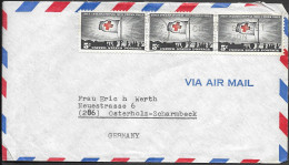 USA Brooklyn NY Cover Mailed To Germany 1963. 3x5c Red Cross Stamps - Poststempel